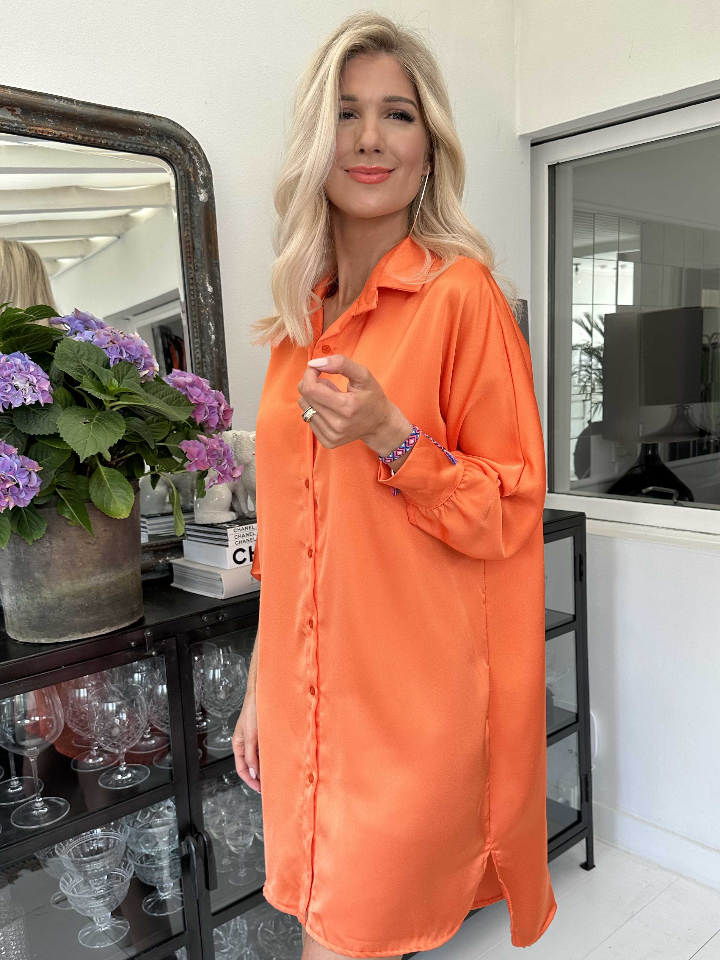 Hassel - Fin skjortekjole i silkelook